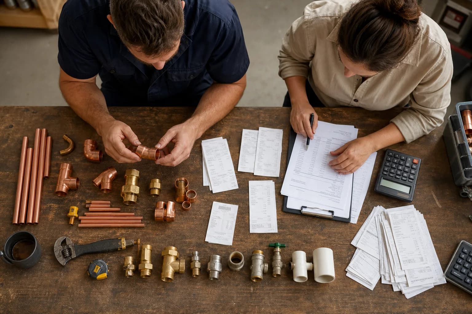 Plumbing contractor separating labour and materials in a mixed supply-and-fit contract