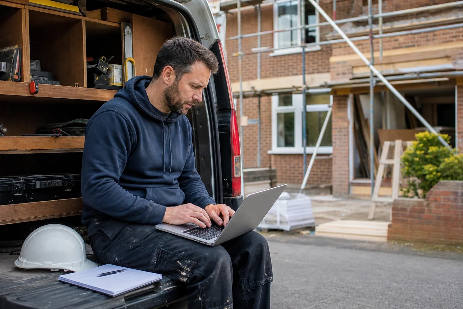 Independent builder registering for CIS from a work van