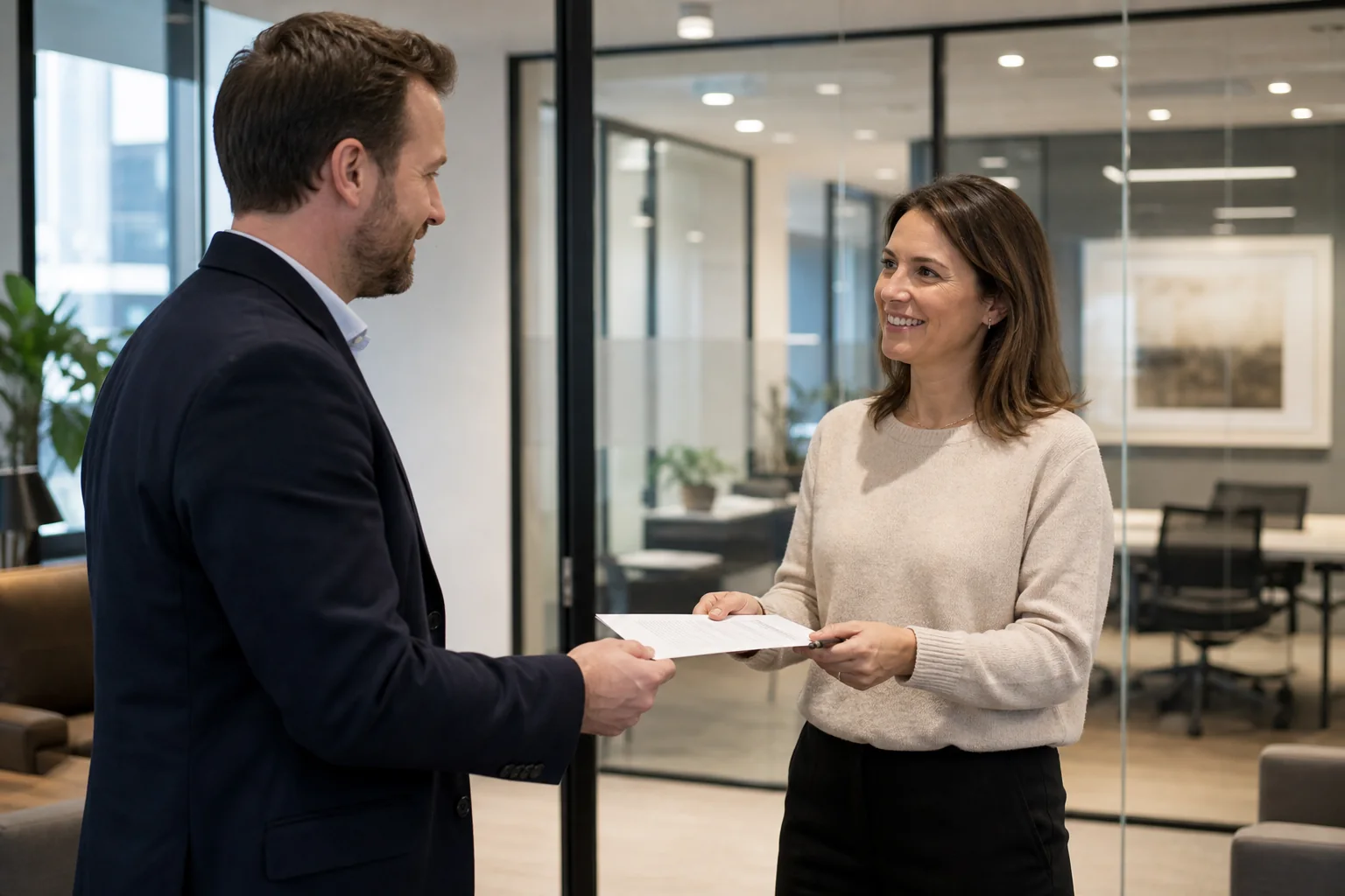 Commercial client providing an end-user certificate at a construction handover