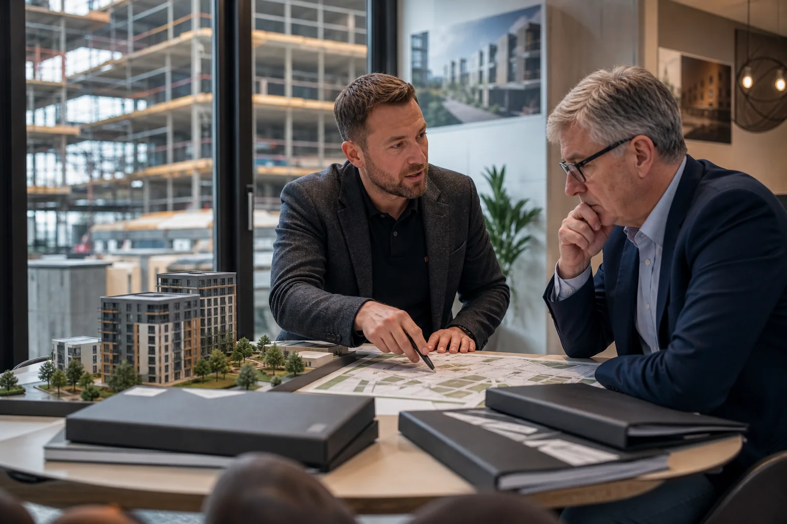 Property developer discussing tax and SPV structuring for a UK development